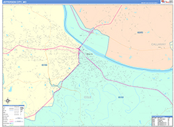 Jefferson City Wall Map Color Cast Style 2026
